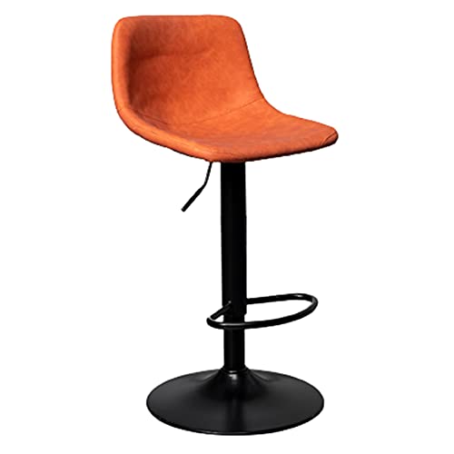 KANBUN - Bar Stuhl Retro Restaurant Heben rotierender Schmiedeeisenstuhl mit Rückenlehne und vergrößertem Chassis, einstellbar 60-82 cm (Farbe: Orange) von KANBUN