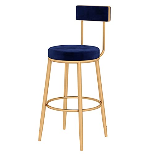 KANBUN Einfach mit weichem Samtpad und runden Formfußstütze Moderne goldene Beinspeisungsstuhl Barhopools, sitzende Höhe 75 cm (Farbe: Blau) von KANBUN