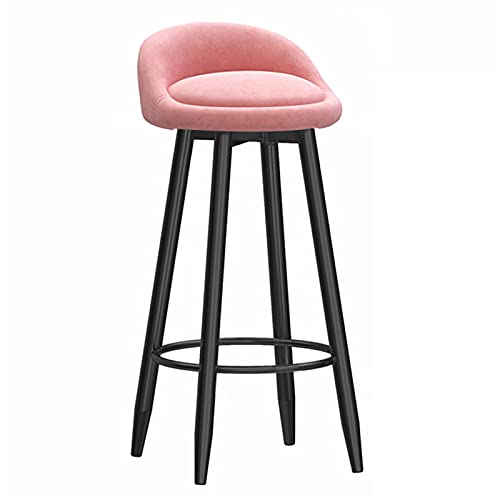KANBUN Einfache Schwarze Beine Barstool Balcony Cafe Essstuhl mit Rückenlehne und bequemes Samtkissen, Laden 200 kg 6 Farben Optional (Größe: 65 cm, Farbe: Pink) von KANBUN