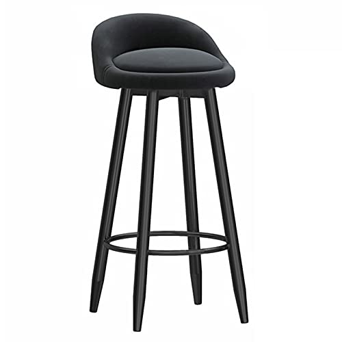 KANBUN Einfache Schwarze Beine Barstool Balcony Cafe Essstuhl mit Rückenlehne und bequemes Samtkissen, Laden 200 kg 6 Farben Optional (Größe: 65 cm, Farbe: Schwarz) von KANBUN
