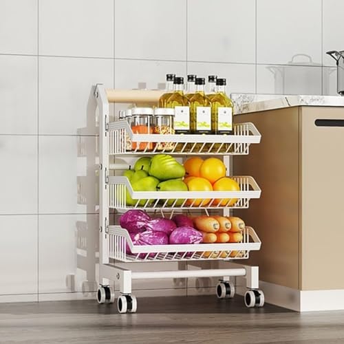 KANBUN Einstellbare Rollspeisevorrangspeicher, Einzelhandels-Display-Rack-Ständer Metall-Snack-Display-Karren mit Rädern, 3 4 5-tierende Küchenkartons für Obst-Gemüse-Chips Spielzeug Spielzeug von KANBUN