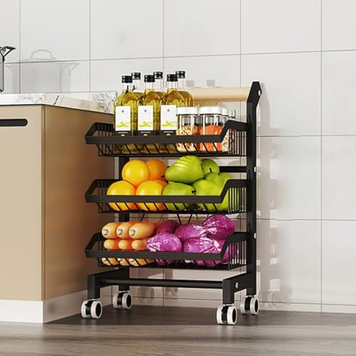 KANBUN Einstellbare Rollspeisevorrangspeicher, Einzelhandels-Display-Rack-Ständer Metall-Snack-Display-Karren mit Rädern, 3 4 5-tierende Küchenkartons für Obst-Gemüse-Chips Spielzeug Spielzeug von KANBUN