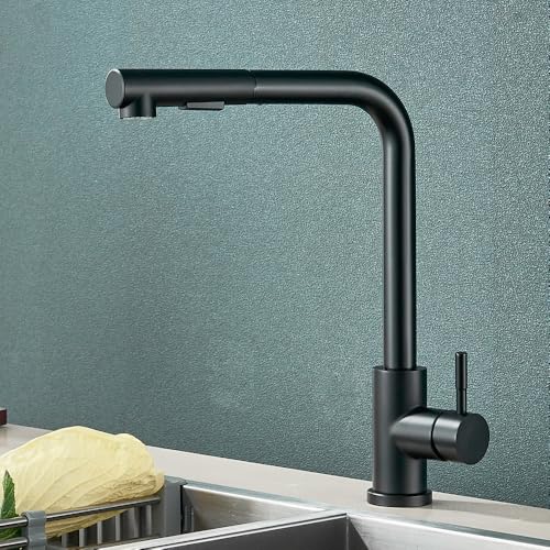KANBUN Flexibler Gourmetküche Wasserhahn schwarz herausziehen 2 Wege Wasserhähne 360 ° Rotation Heißer kaltes Wasserspüle Mischmischung TAP SUS304, MATTE KANBUN Flexibler Gourmetküche Wasserhahn schwarz herausziehen 2 Wege Wasserhähne 360 ° Rotation Heißer kaltes Wasserspüle Mischmischung TAP SUS304, MATTE von KANBUN