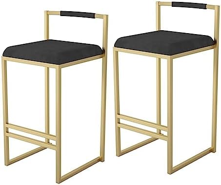 KANBUN Frühstücksbar Stühle Counter Height Barhocker Barhocker Hochhocker mit Rücken, Barstühle Hocker mit Samtsitz für Bistro Essfrühstück Kitchen Island (Größe: 65 cm, Farbe: Schwarz) von KANBUN