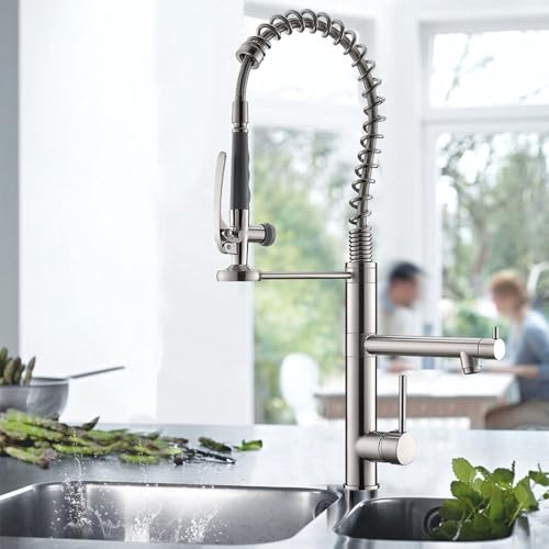 KANBUN Gebürstete Nickelküchenmischer Wasserhahn ein Griff heißer kalter Tap Waschbecken 360 Rotation Waschtisch, gebürstet KANBUN Gebürstete Nickelküchenmischer Wasserhahn ein Griff heißer kalter Tap Waschbecken 360 Rotation Waschtisch, gebürstet von KANBUN