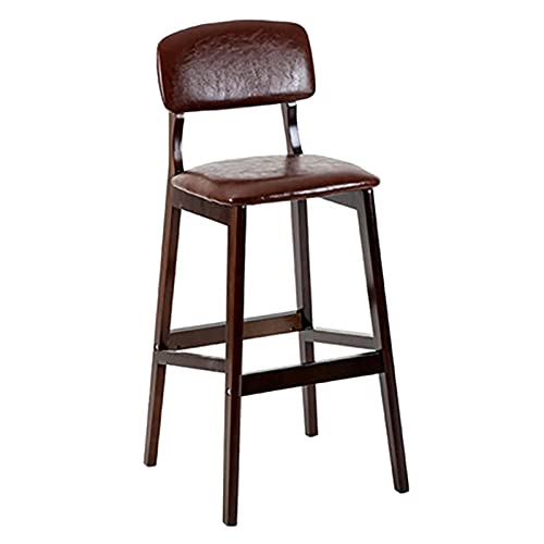 KANBUN Hocker Massivholz Bar Brauner Rahmenstuhl mit Rückenlehne weicher atmungsaktivem Kissen Bar Café Counter Essstuhl, sitzende Höhe 61 cm (Farbe: braun) von KANBUN