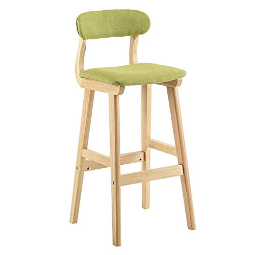 KANBUN Hocker Massivholz Bar im Rückenlehre atmungsaktives weiches Kissen Moderne Stuhlküchen Cafés Bar Counter WTIH Fußpolster (Farbe: Grün) von KANBUN