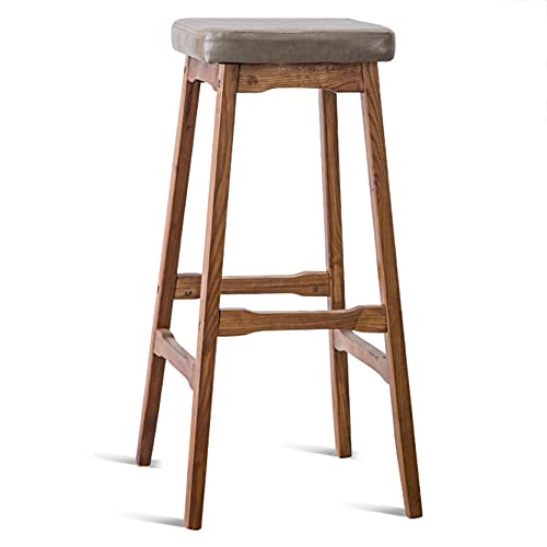 KANBUN Holzbar nach Hause moderner Küche Essstuhl mit weichem Kissen und braunem Massivholzrahmen, sitzende Höhe 74 cm (Farbe: Grau) von KANBUN