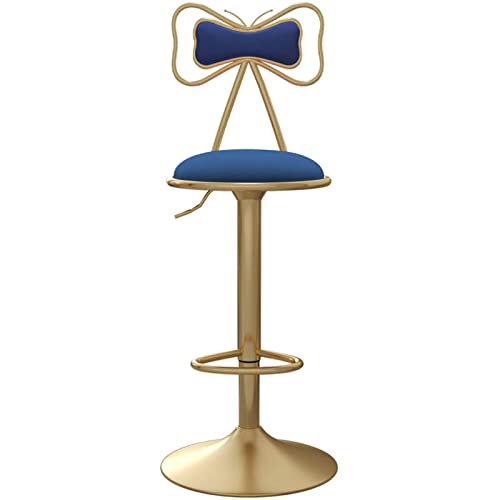 KANBUN Home Bar Stuhl 360 ° Rotationsgeschäft Schalter mit Samtmatten Ergonomische Rückenlehne und Fußstütze, einstellbare 60-80 cm (Farbe: tiefblau) von KANBUN