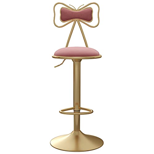 KANBUN Home Bar Stuhl 360 ° Rotationsgeschäft mit Samtmatten Ergonomische Rückenlehne und Fußstütze, einstellbare 60-80 cm (Farbe: Pink) von KANBUN