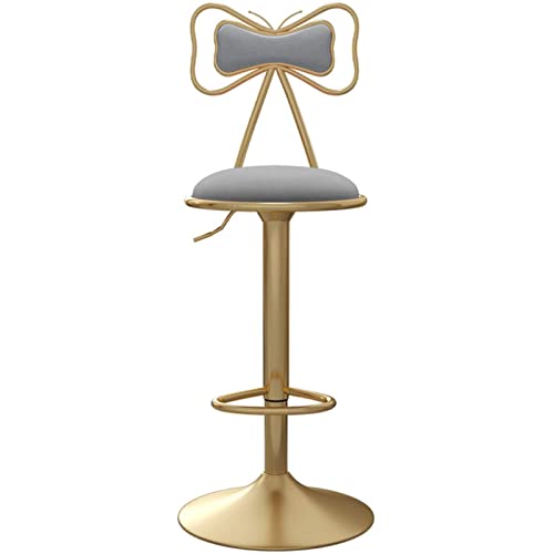 KANBUN Home Bar Stuhl 360 ° Rotationsgeschäftschalter mit Samtmatten Ergonomische Rückenlehne und Fußstütze, einstellbare 60-80 cm (Farbe: Grau) von KANBUN