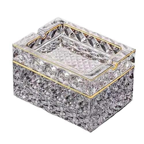 KANBUN Kristallglas Aschenbecher mit Deckel mit Doppelschicht Aschenbecher für Home Hotel Dining Room Ornament (Gold) von KANBUN