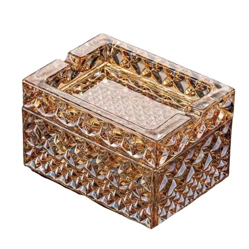 KANBUN Kristallglas Aschenbecher mit Deckel mit Doppelschicht Aschenbecher für Home Hotel Dining Room Ornament (braun) von KANBUN