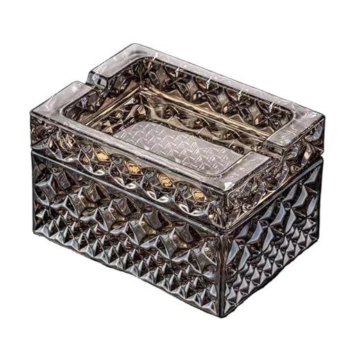 KANBUN Kristallglas Aschenbecher mit Deckel mit Doppelschicht Aschenbecher für Home Hotel Dining Room Ornament (grau) von KANBUN