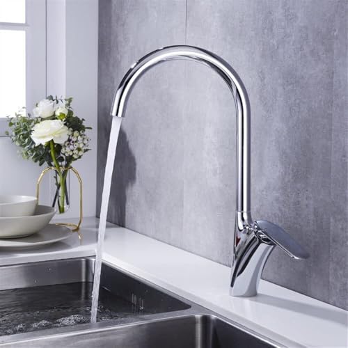 KANBUN Küchenarmatur 360 Grad Dreh Messing Flexibler Mischhahn für heißes und kaltes Wasser (verchromt) (verchromt) von KANBUN