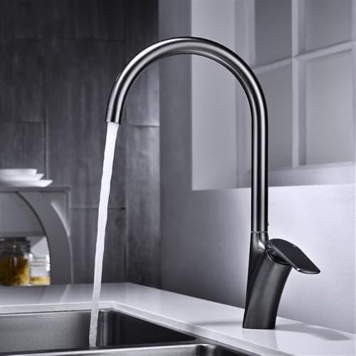 KANBUN Küchenarmatur 360 Grad Drehes Messing Flexibler Mischhahn für heißes und kaltes Wasserwaschbecken (grau) von KANBUN