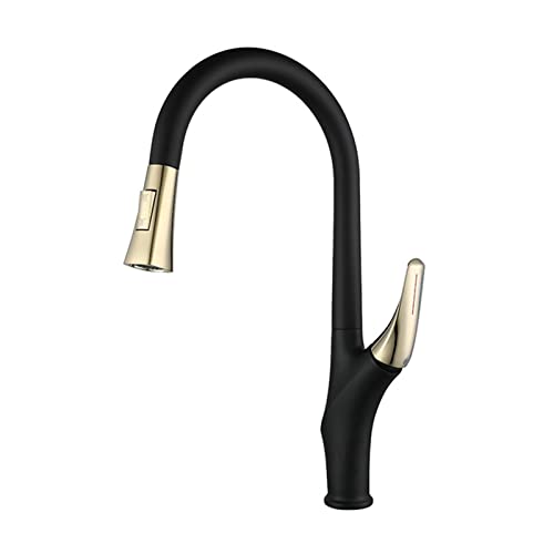 KANBUN Küchenarmatur mit Sprühgerät, Messingauszugsmixer, ein Griff moderner 360 °, für Waschbecken, schwarzes Gold KANBUN Küchenarmatur mit Sprühgerät, Messingauszugsmixer, ein Griff moderner 360 °, für Waschbecken, schwarzes Gold von KANBUN