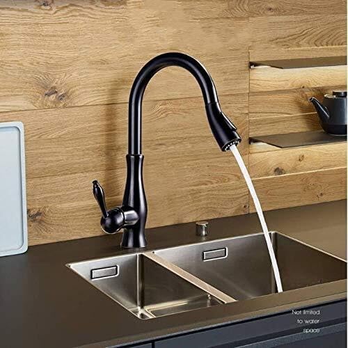 KANBUN Küchenspülbecken Wasserhahn für Barfarmhaus kommerzielle schwarze Messing-Vase-Wasserhähne ausziehen Tippknopf zum Schalten der Reinigungsmixer-Hähne (Nero, mit Schlauchgröße 9-16) von KANBUN