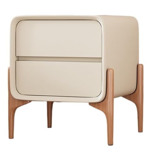 KANBUN Massivholz Nachttisch mit Mikrofaserleder - Hochbein -Design Retro -Seitentisch mit Folie 2 Schublade für Schlafzimmer, Wohnzimmer (Farbe: Beige, Größe: 19.7''x15.7''x19.7 KANBUN Massivholz Nachttisch mit Mikrofaserleder - Hochbein -Design Retro -Seitentisch mit Folie 2 Schublade für Schlafzimmer, Wohnzimmer (Farbe: Beige, Größe: 19.7''x15.7''x19.7 von KANBUN
