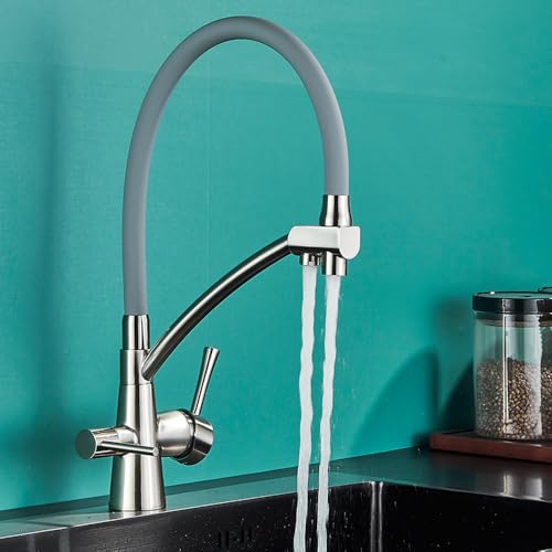 KANBUN Matte schwarze Küche Wasserhahn gefiltertes reines Wasser Spüle Doppelauslass 360 Drehen Trinkmischer Zapfhack KANBUN Matte schwarze Küche Wasserhahn gefiltertes reines Wasser Spüle Doppelauslass 360 Drehen Trinkmischer Zapfhack von KANBUN