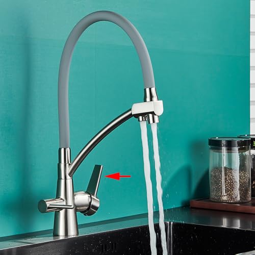 KANBUN Matte schwarze Küche Wasserhahn gefiltertes reines Wasser Spüle Doppelauslass 360 Drehen Trinkmischer Zapfhack KANBUN Matte schwarze Küche Wasserhahn gefiltertes reines Wasser Spüle Doppelauslass 360 Drehen Trinkmischer Zapfhack von KANBUN