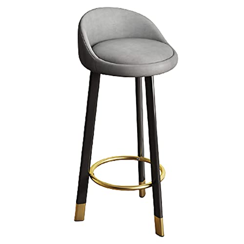 KANBUN Moderne Bar Stuhl Küche Barstools Restaurantschalter mit Rückenlehne und schwarzen Stahlgoldbeinen, sitzende Höhe 70 cm (Farbe: hellgrau) von KANBUN