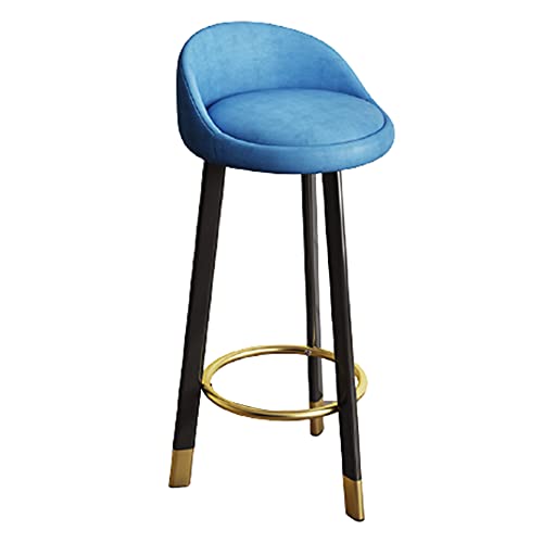 KANBUN Moderne Bar Stuhl Küchen Barstool -Restaurantschalter mit Rückenlehne und schwarzen Stahlgoldbeinen, sitzende Höhe 70 cm (Farbe: Blau) von KANBUN