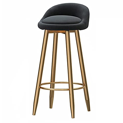 KANBUN Moderne Barstools Balcony Cafe Essstuhl mit Rückenlehne, bequemes Samtkissen und Fußruhestriegel, Sitzhöhe 65/75 cm Optional (Größe: 75 cm, Farbe: 001) von KANBUN
