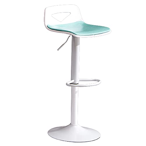 KANBUN Moderne Eisenschwenkbar Heim Wohnzimmer Balkon Freizeit mit PU-Sitzfläche und weiße Stuhlbeine, einstellbare 60-80 cm (Farbe: Blau) von KANBUN