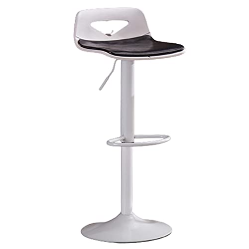 KANBUN Moderne Eisenschwenkbar Heim Wohnzimmer Balkon Freizeit mit PU-Sitzfläche und weiße Stuhlbeine, einstellbare 60-80 cm (Farbe: Schwarz) von KANBUN