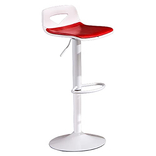 KANBUN Moderne Eisenschwenkbar Heim Wohnzimmer Balkon Freizeit mit PU-Sitzfläche und weiße Stuhlbeine, einstellbare 60-80 cm (Farbe: rot) von KANBUN