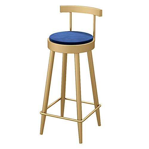 KANBUN Moderne Goldene Beinstuhl Samt Sitzoberfläche mit Rückenlehne und Fußstütze, für Jede Heimdekoration, sitzende Höhe 65/75 cm (Größe: 65 cm, Farbe: Blau) von KANBUN