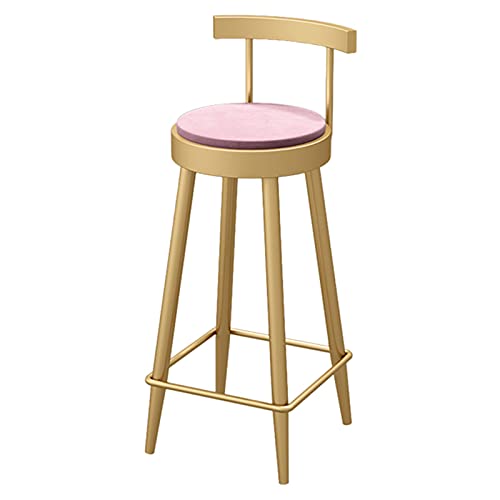 KANBUN Moderne Goldene Beinstuhl Samt Sitzoberfläche mit Rückenlehne und Fußstütze, für Jede Heimdekoration, sitzende Höhe 65/75 cm (Größe: 75 cm, Farbe: Pink) von KANBUN