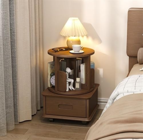 KANBUN Moderne Holzkettentisch, EIN Bücherregal mit Universalrädern - 2024 Open Design Bookase Side Table mit Schublade (Farbe: Braun, Größe: 17'x17''x22 '') von KANBUN