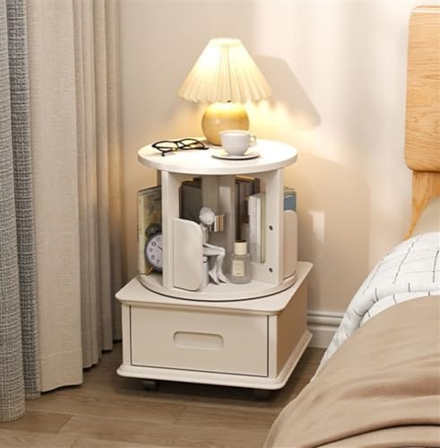 KANBUN Moderne Holzkettentisch, EIN Bücherregal mit Universalrädern - 2024 Open Design Bookase Side Table mit Schublade (Farbe: Weiß, Größe: 17'x17''x22 '') von KANBUN
