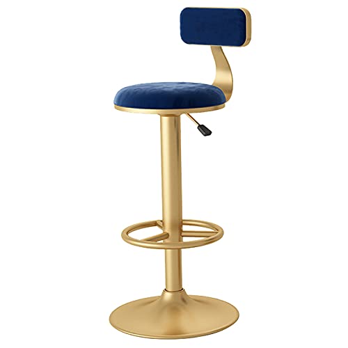 KANBUN Moderne Schwenk mit Samtsitzstuhl, Goldener Beinfootder und Metallbasis, Höhe einstellbar 60-80 cm (Farbe: Blau) von KANBUN