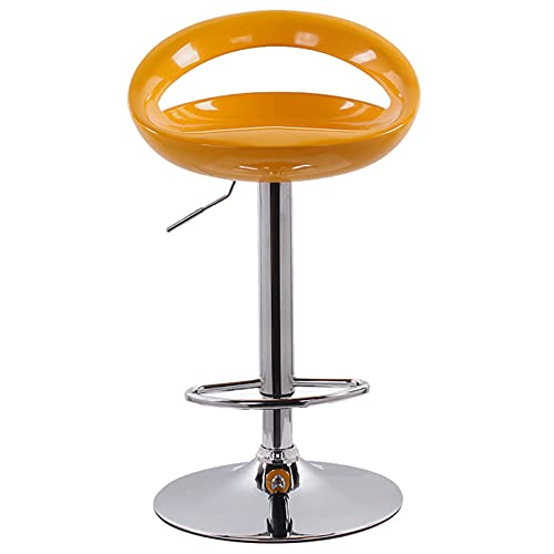 KANBUN Moderne Schwenkbar Stuhl Short Rücken Küchentheke Barhocker mit ABS-Sitz, Fußstütze und Basis, Gaslift verstellbar 60-80 cm (Farbe: Gelb) von KANBUN
