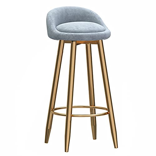 KANBUN Moderne goldene Beine Barstool Balkon Cafe Essstuhl mit Rückenlehne und bequemes Samtpolster, 6 Farben Optionale Sitzhöhe 65 cm (Farbe: Grau) von KANBUN