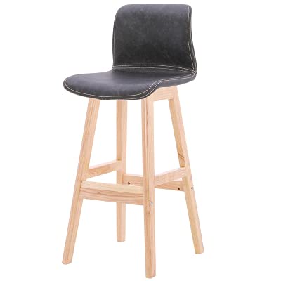KANBUN Moderner Massivholzstuhl mit robusten Beinen und Nicht -Fuß -Fuß -Padand für Restaurantschalter (Größe: 62 cm, Farbe: Grau) von KANBUN