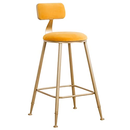 KANBUN Moderner Simplicity Chair Freizeit -ESS -Samt -Pad -Bar mit Goldener Ergonomie Rückenlehne und solide Fußstütze, 40x40x75 cm (Farbe: Gelb) von KANBUN