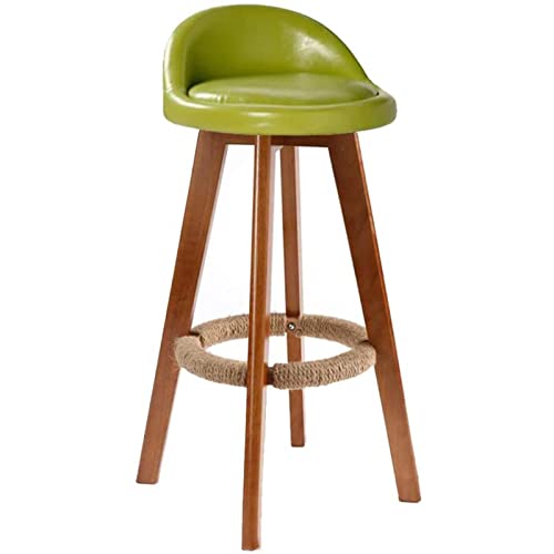 KANBUN Moderner Stuhl 360 ° rotierende Massive Holzstangen -PU -Sitzkissen und handgefertigtes Hanfseilschemel, 6 Farbe (Größe: 70 cm, Farbe: Grün) von KANBUN