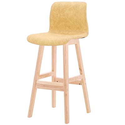 KANBUN Moderner Stuhl mit massivem Holz mit robusten Beinen und Nicht -Fuß -Fuß -Padand für Restaurantschalter (Größe: 72 cm, Farbe: Gelb) von KANBUN