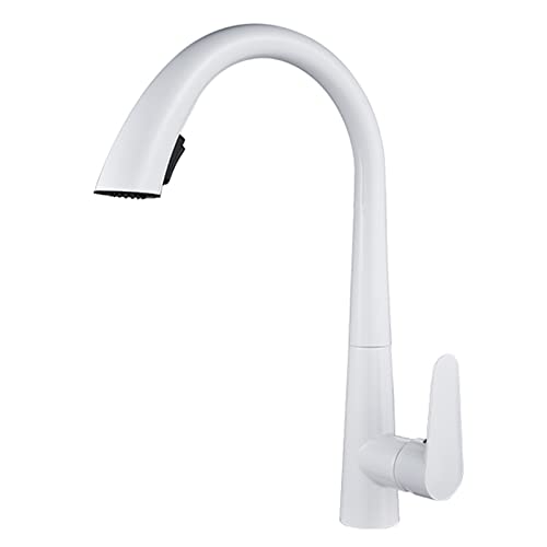 KANBUN Multifunktionales Ausziehen Spüle Wasserhahn - Grau (Nero) | Messingkonstruktion, 360 ° drehbar und einziehbares Spray für mühelose Reinigung (Blanc) von KANBUN
