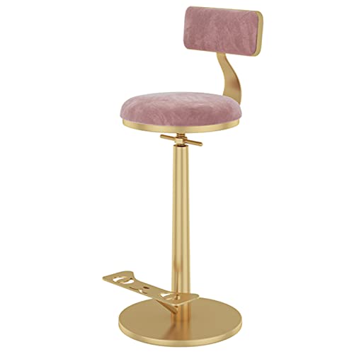 KANBUN Physischer Rotationsstuhl mit abnehmbarem Rückenlehne Samtmatten und Fußstütze für Küchentheke, einstellbare 65-80 cm (Farbe: Pink) von KANBUN