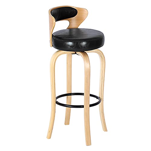 KANBUN Retro Bar Log Frame Chairs Home Cafe Coter Frühstück mit Rückenlehne, weichem Kissen und schwarzem Metallfußstütze (Größe: 60 cm, Farbe: Schwarz) von KANBUN