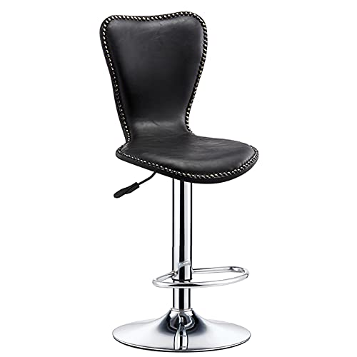 KANBUN Retro-Schwenkstuhlstuhl einstellbare 60-80 cm hoch, ergonomische PU-Backstreu-Stuhloberfläche mit Metallnietendekoration (Farbe: Schwarz) von KANBUN