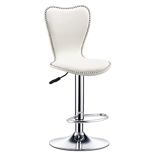 KANBUN Retro-Schwenkstuhlstuhl einstellbare 60-80 cm hoch, ergonomische PU-Backstreu-Stuhloberfläche mit Metallnietendekoration (Farbe: Weiß) von KANBUN