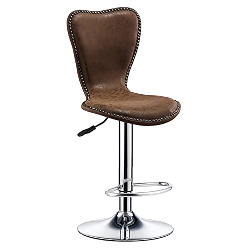 KANBUN Retro-Schwenkstuhlstuhl einstellbare 60-80 cm hoch, ergonomische PU-Backstreu-Stuhloberfläche mit Metallnietendekoration (Farbe: braun) von KANBUN