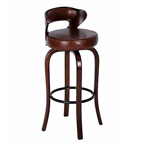 KANBUN Retro Style Bar Brauner Rahmenstühle Home Cafe Frühstück hoch, mit Rückenlehne, weichem Kissen und schwarzem Metallfußstütze (Größe: 70 cm, Farbe: braun) von KANBUN