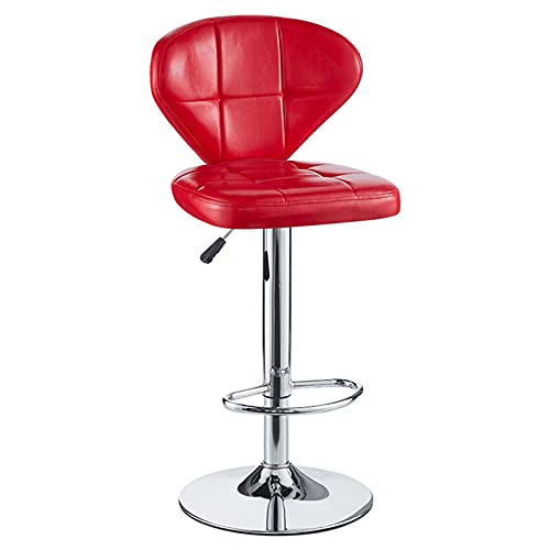 KANBUN Retro Swivel Bar Restaurant Barchairs Verstellbarer Bar Stuhl mit Schwammpolster -Rückenlehne, Fußstütze und Chassis für Diningroom Cafe Counter (Farbe: Rot) von KANBUN